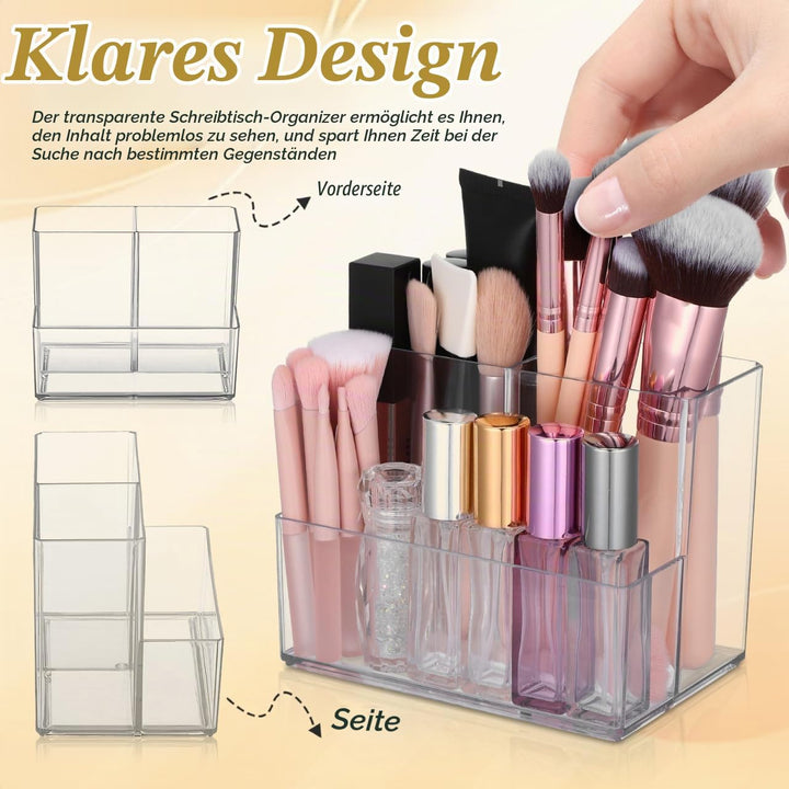 Desktop Kosmetikpinselhalter Clarity Organizer Make-up Pinsel Organizer Klar Stift Becher Schreibtis