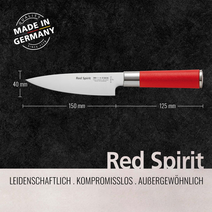 F. DICK Kochmesser, Küchenmesser Red Spirit (Messer mit Klinge 15 cm, X55CrMo14 Stahl, nichtrostend,