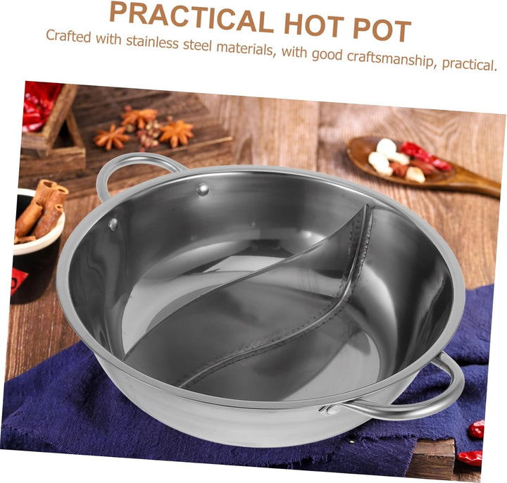 Ciieeo Edelstahl-Shabu-Shabu-Hot-Pot-Topf Mit Trennwand Chinesischer Doppelseitiger Topf Kochfeld Ko