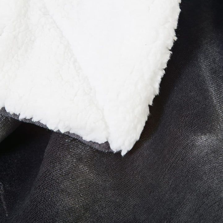 SOCHOW Sherpa Decke Dunkelgrau zweiseitige Wohndecken Kuscheldecken, Dicke warm Sofadecke/Couchdecke