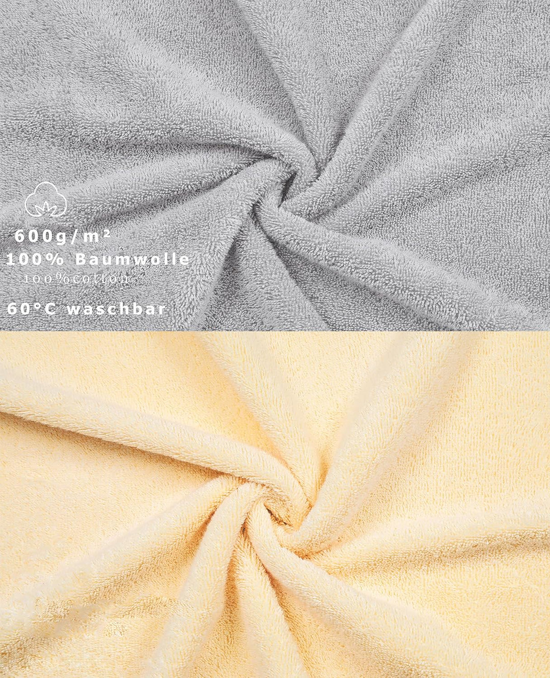 Betz 10 TLG. Handtuch Set Gold Farbe beige &amp; Silber grau, Qualität 600 g/m², 2 Duschtücher 70 x 140