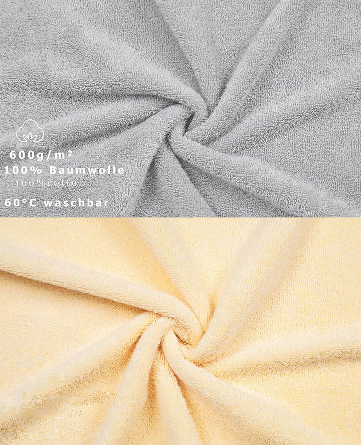 Betz 10 TLG. Handtuch Set Gold Farbe beige &amp; Silber grau, Qualität 600 g/m², 2 Duschtücher 70 x 140