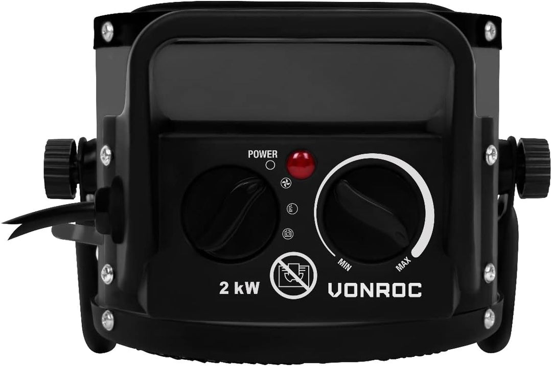 VONROC Elektrischer Heizlüfter - 6000 W/9000 W - Keramik | Dreiphasenleistung 400 V (Grün, 3000W) (G