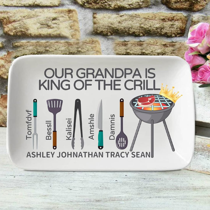 Personalisierte Vatertags-Grillplatte Väter/Papa Grillplatte Benutzerdefinierte Familie Name BBQ Gri