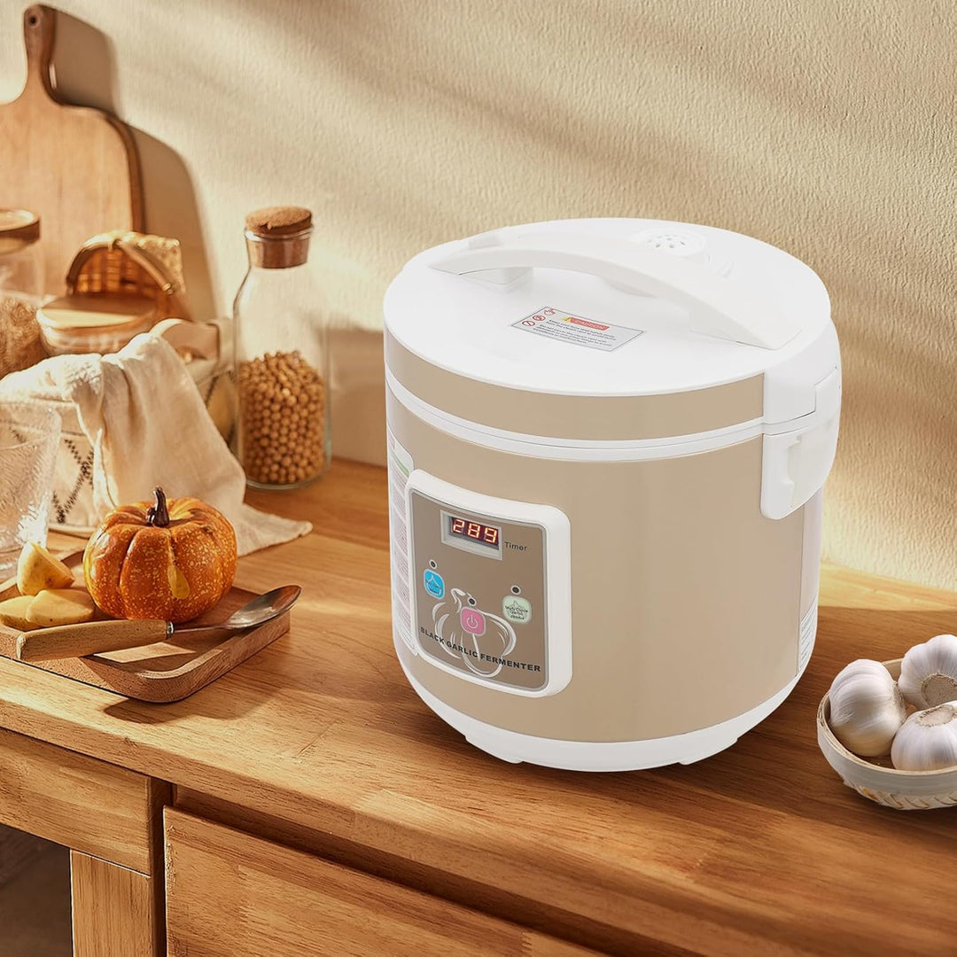90W 6L Schwarzer Knoblauch Fermenter, Automatischer Gärtopf mit 360° Heizung, 12/15 Tage Programm, T