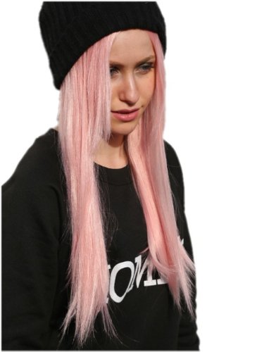 Prettyland Damen C018 Märchen lange Perücke Party Glatt 60cm Cosplay Mittellang Rosa Wig