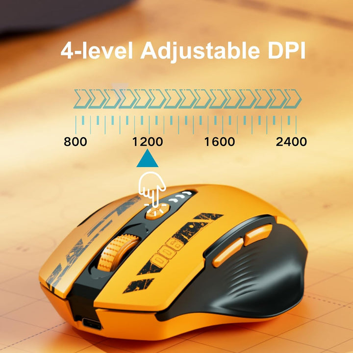 Uineer Bluetooth Maus, Tri-Mode (BT 5.0/4.0+2.4G Hz, sichtbarer Batteriestand, wiederaufladbare ergo