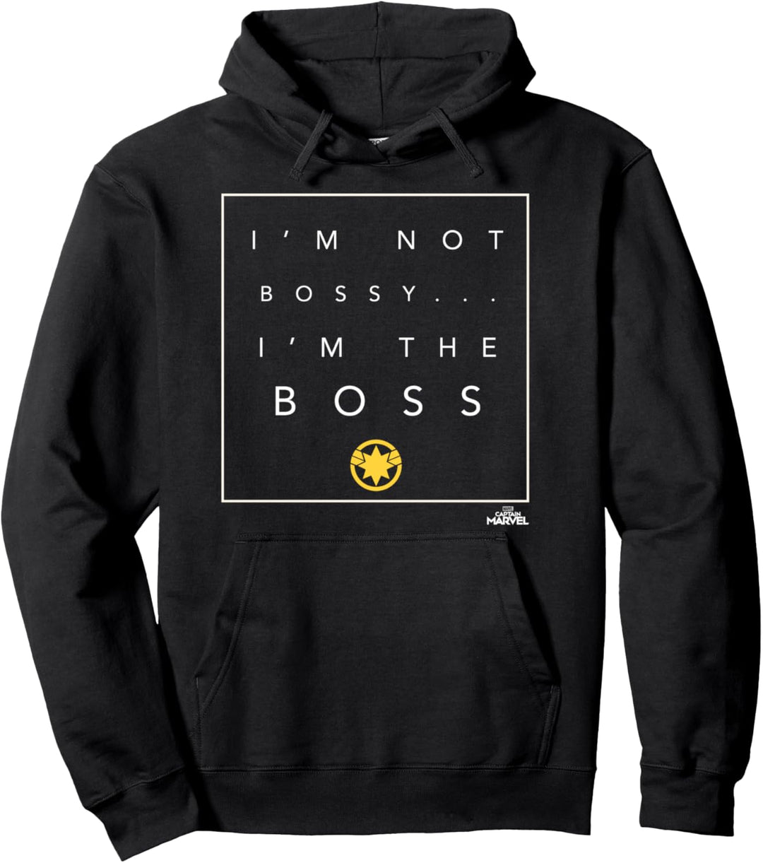 Captain Marvel I'm Not Bossy I'm The Boss Text Pullover Hoodie