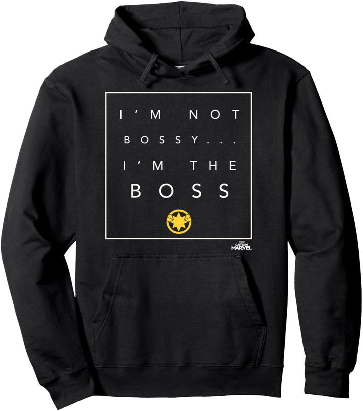 Captain Marvel I'm Not Bossy I'm The Boss Text Pullover Hoodie