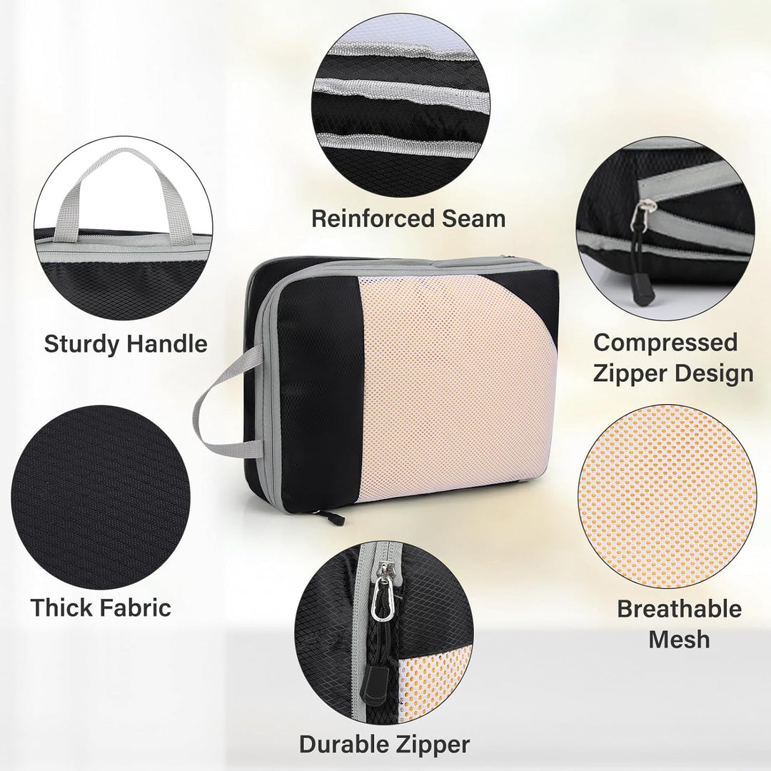 Lubardy Packing Cubes mit Kompression 4-teilig/6-teilig Koffer Organizer Set Packwürfel Packtaschen