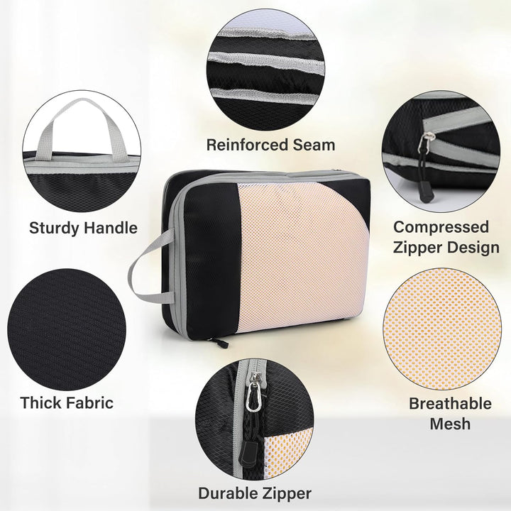 Lubardy Packing Cubes mit Kompression 4-teilig/6-teilig Koffer Organizer Set Packwürfel Packtaschen