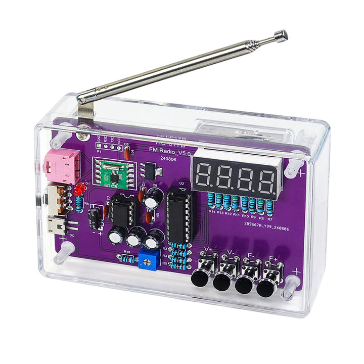 FM-Radio-Set, Löt-Übungssets, DIY-Elektronik-Lötset, Radio-Modul-Empfänger-Kit 87–108 MHz (mit Gehäu
