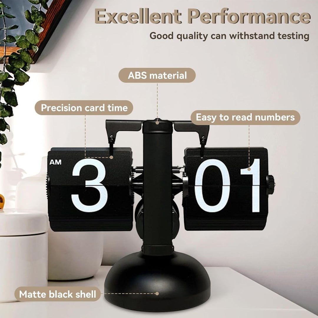 Cyrank Flip Clock, Retro Digital Flip Down Clock Retro Vintage Design Auto Flip Clock Schreibtisch U
