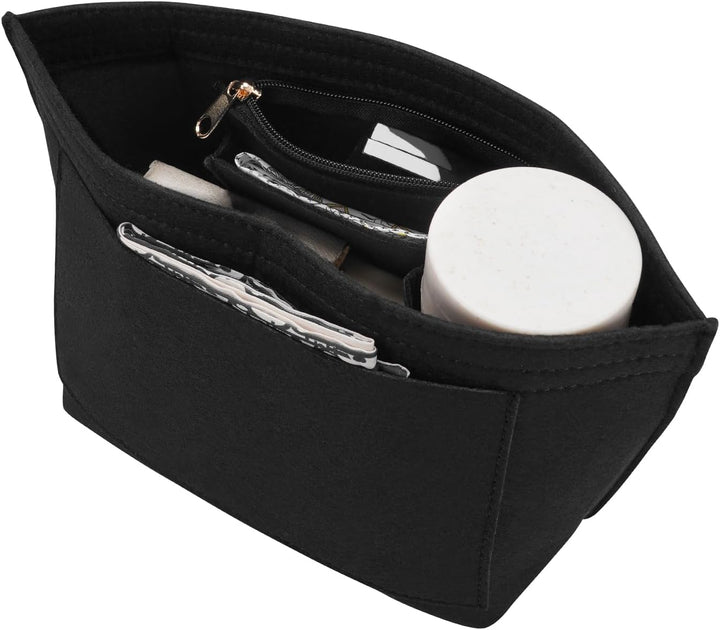 LOUKAYCCI Filz-Organizer-Handtascheneinsatz für Longchamp Le Pliage M, Grösse M, Schwarz