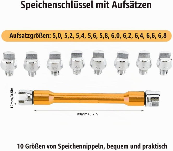 Qiilu Motorrad Speichenschlüssel, Motorrad Speichen Schlüssel CNC Schraubenschlüssel Set 5,0-6,8 Län