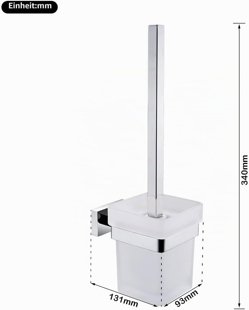 CASEWIND Klobürste Glas Eckig Toilettenbürste Chrom Wand, WC Garnitur Toilettenbürstenhalter Edelsta