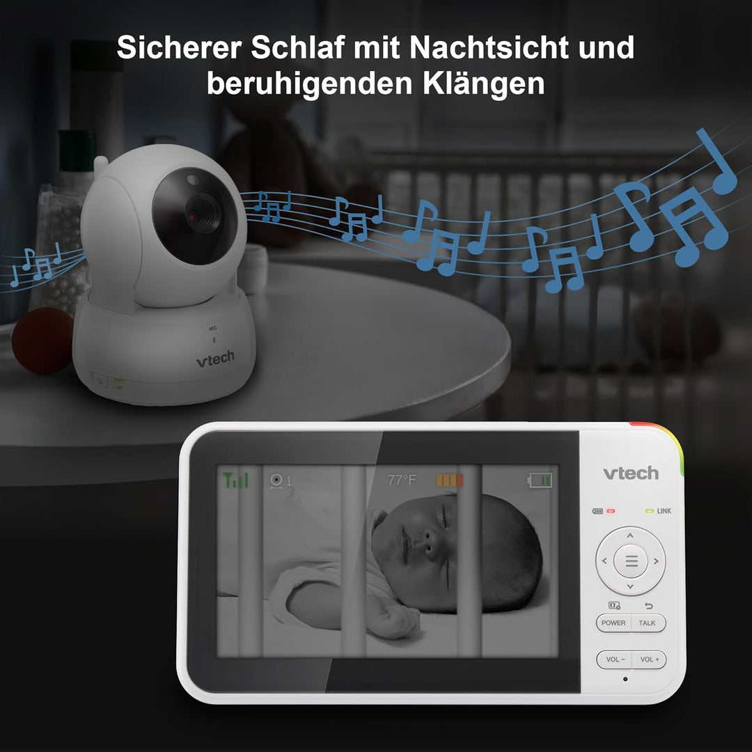 VTECH VM924 Babyphone mit Kamera 5 Zoll Video Baby Monitor, 31 Stunden Akkulaufzeit Babyfon mit Kame