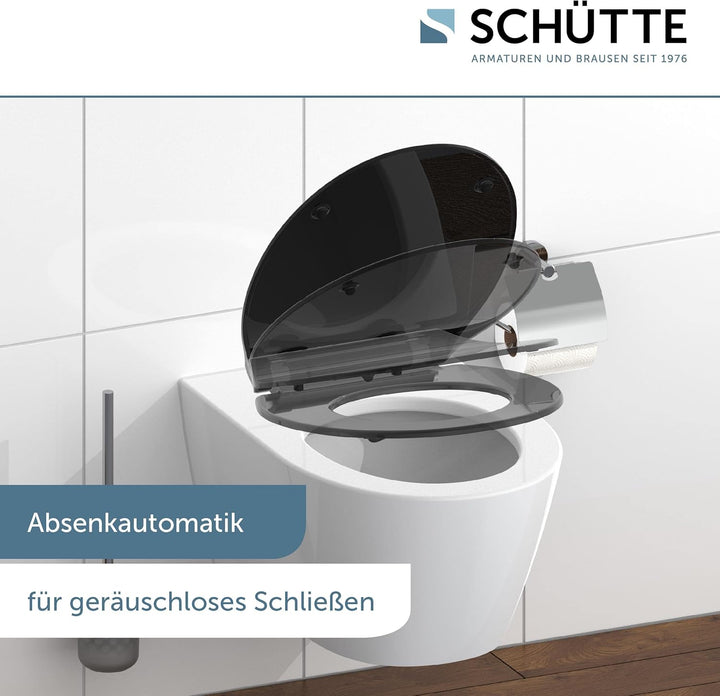 SCHÜTTE SLIM WC-Sitz | Duroplast Toilettensitz mit Absenkautomatik | Toilettendeckel mit Schnellvers