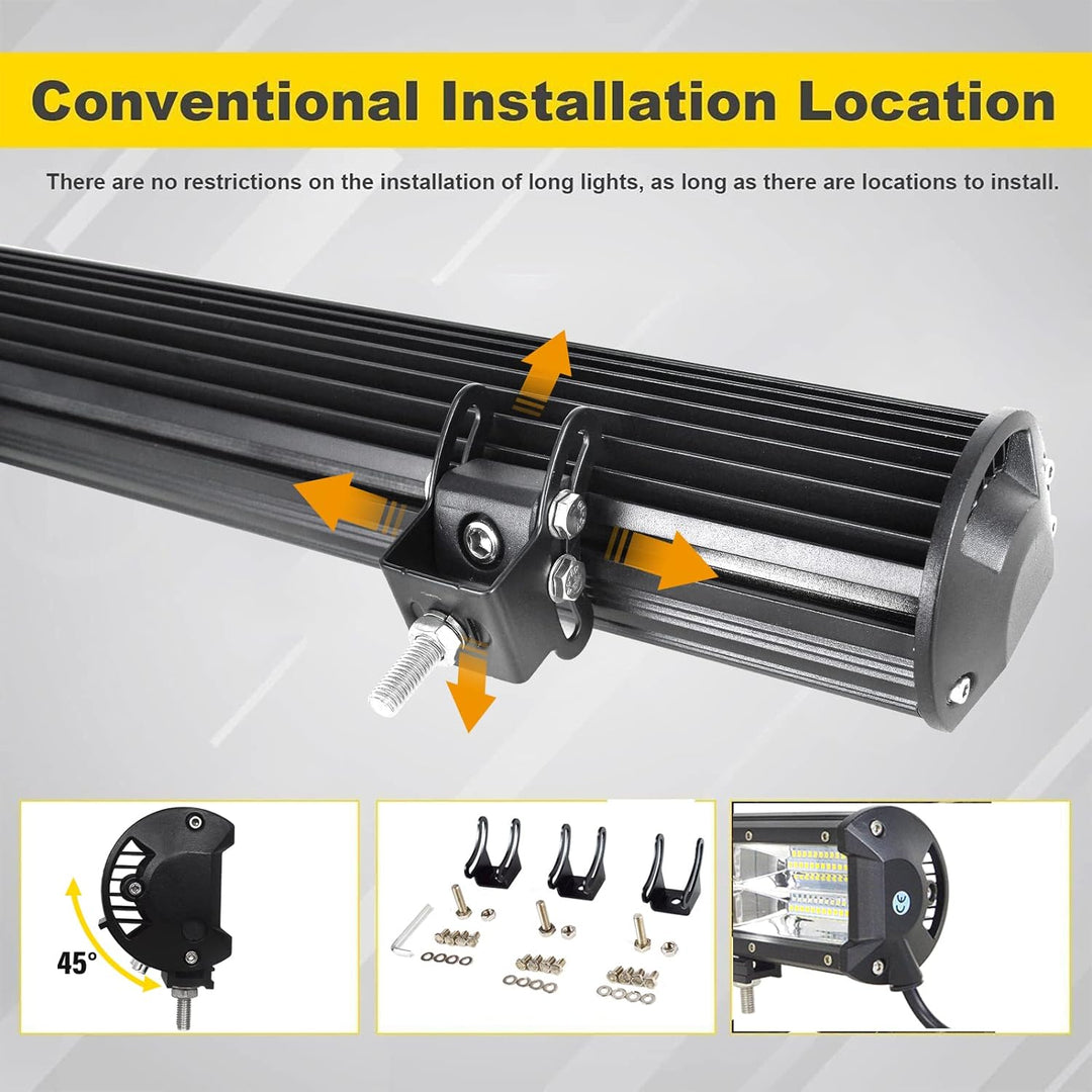 PICAA 45 Zoll 612W 3 Rows LED Lightbar Auto 12V 24V Led Lichtbalken Arbeitsscheinwerfer Bar 6000K We