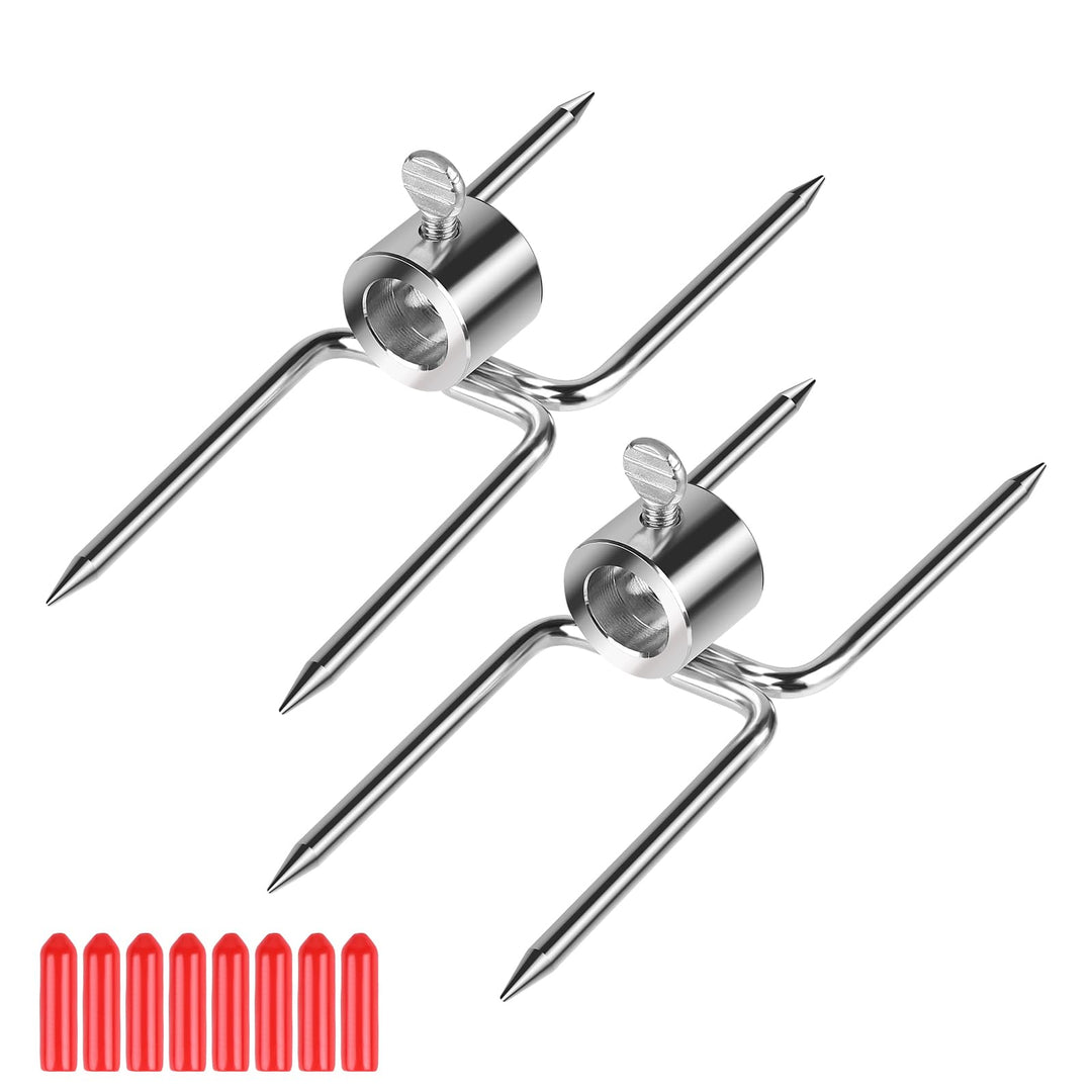 CPROSP 2 Stück Fleischnadeln Edelstahl BBQ mit Durchmesser 15mm mit Rote Schutzhülle und Feststellsc