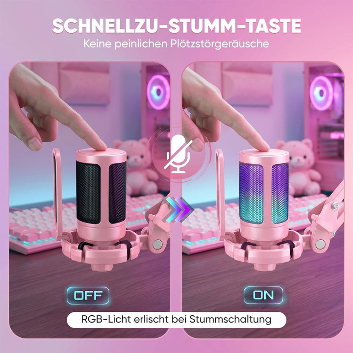FIFINE Gaming Mikrofon mit Arm, Typ A/C USB Microphone pc für MAC PS4 PS5 mit Stummschalttaste, Popf