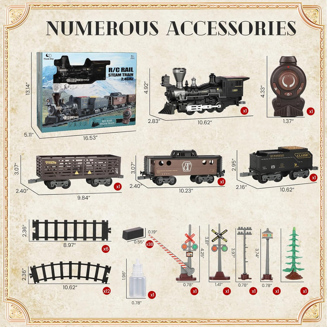 Weihnachtszug Ferngesteuert Kindereisenbahn Set – Elektrische Eisenbahn Spielzeug mit Dampf Effekt,