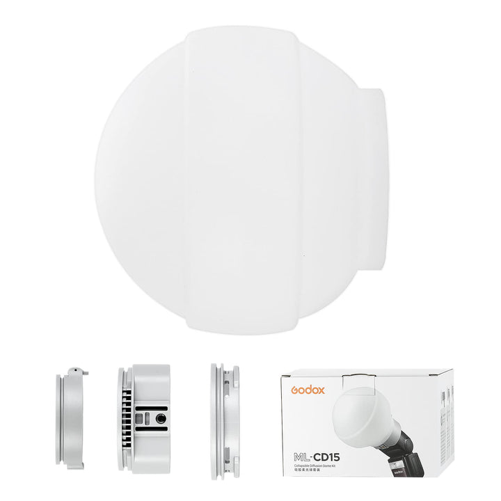 Godox ML-CD15 Diffusor Dome mit 3 Adaptern, Faltbares Silikonmaterial, Blitzlichtdiffusoren, Kompati
