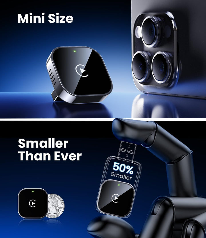 CarPlay Wireless Adapter für iPhone – Upgrade auf kabelloses CarPlay, Plug & Play, USB/Type-C, Mini