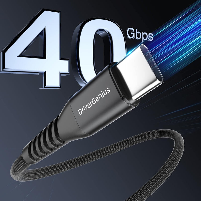 DriverGenius USB4.0 40Gbps USB-C zu C 8K/60Hz Video Konverter Adapter - PD3.1 240W Ladekabel, Kompat