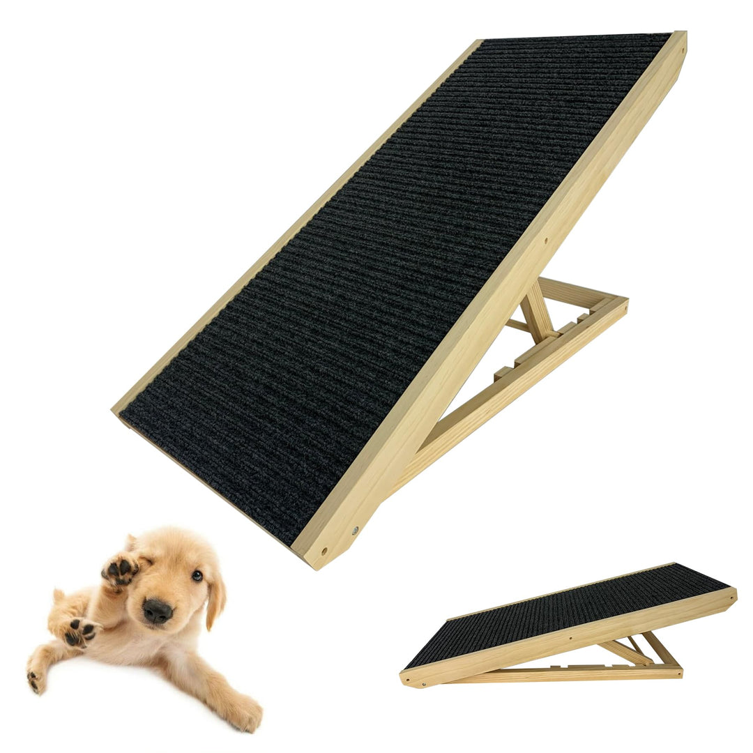 Froadp 100x40x60cm Klappbare Treppen für Hunde aus Filz & Kiefernholz Hunderampe Faltbare Hundetrepp