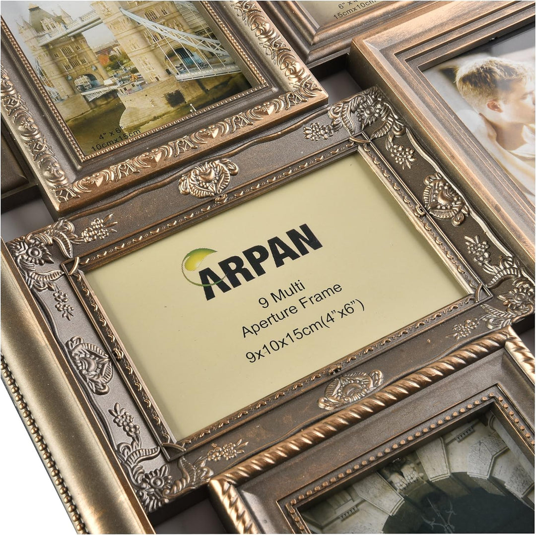 ARPAN Bilderrahmen, Vintage-Design, für 22,9 x 15,2 cm, goldfarben