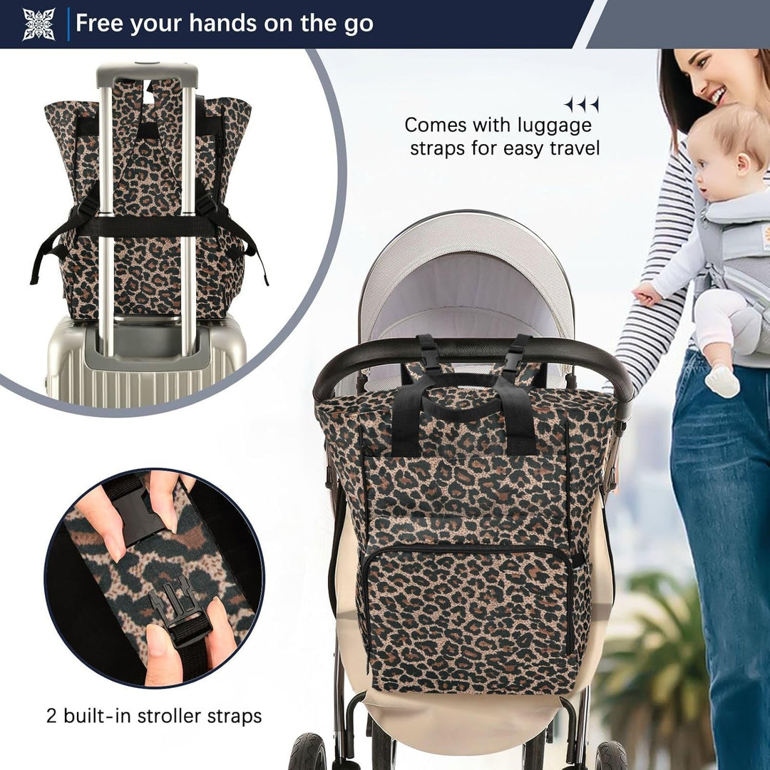 Wickeltasche mit Leopardenmuster, Gepardenmuster, für Damen und Herren, grosser Laptop-Rucksack, Rei