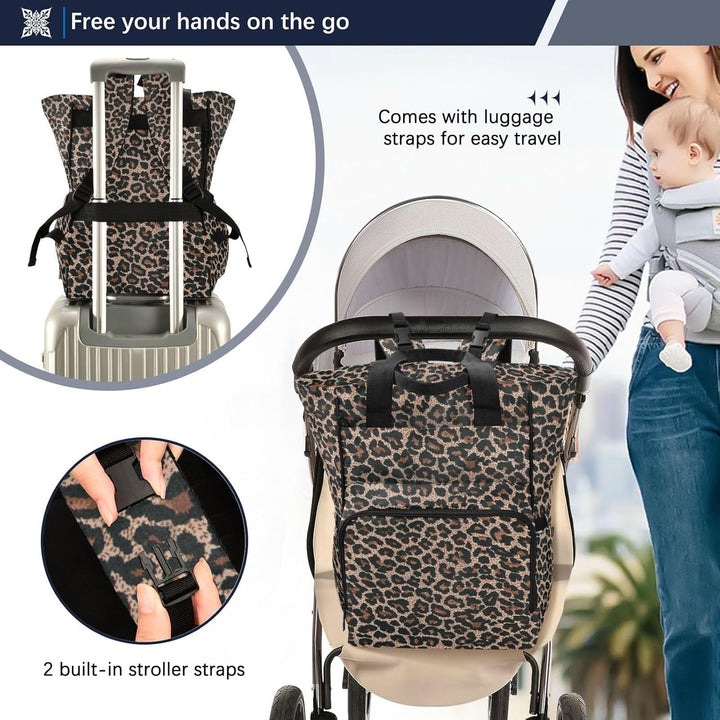 Wickeltasche mit Leopardenmuster, Gepardenmuster, für Damen und Herren, grosser Laptop-Rucksack, Rei