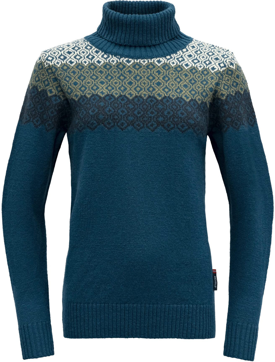 Devold Damen Syvde Wool High Neck Tshirt, S Flut
