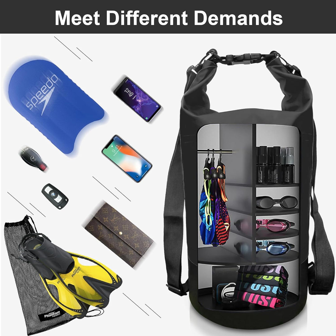 Dry Bag wasserdichte Tasche 5L/10L/20L/30L Wasserfester Beutel Packsack mit Langen Doppeltem Verstel