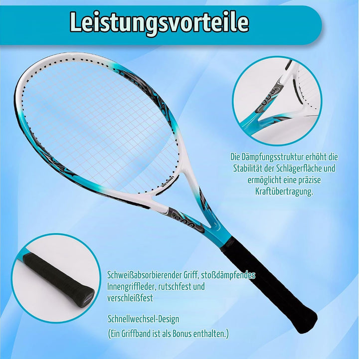 Senston Tennisschläger 68,6 cm, Professioneller Training Tennis Racket für Damen Herren blue 27 inch