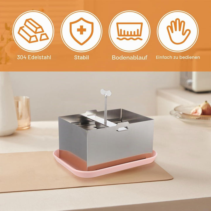 TOPBATHY Tofu-Pressform Aus 304 Edelstahl 16X12X9Cm – Handbetriebene Tofu-Form Zur Hausgemachten Her