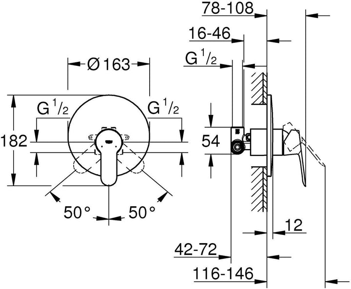 Grohe BauEdge EHM Set UP Brause, Silber, BauEdge