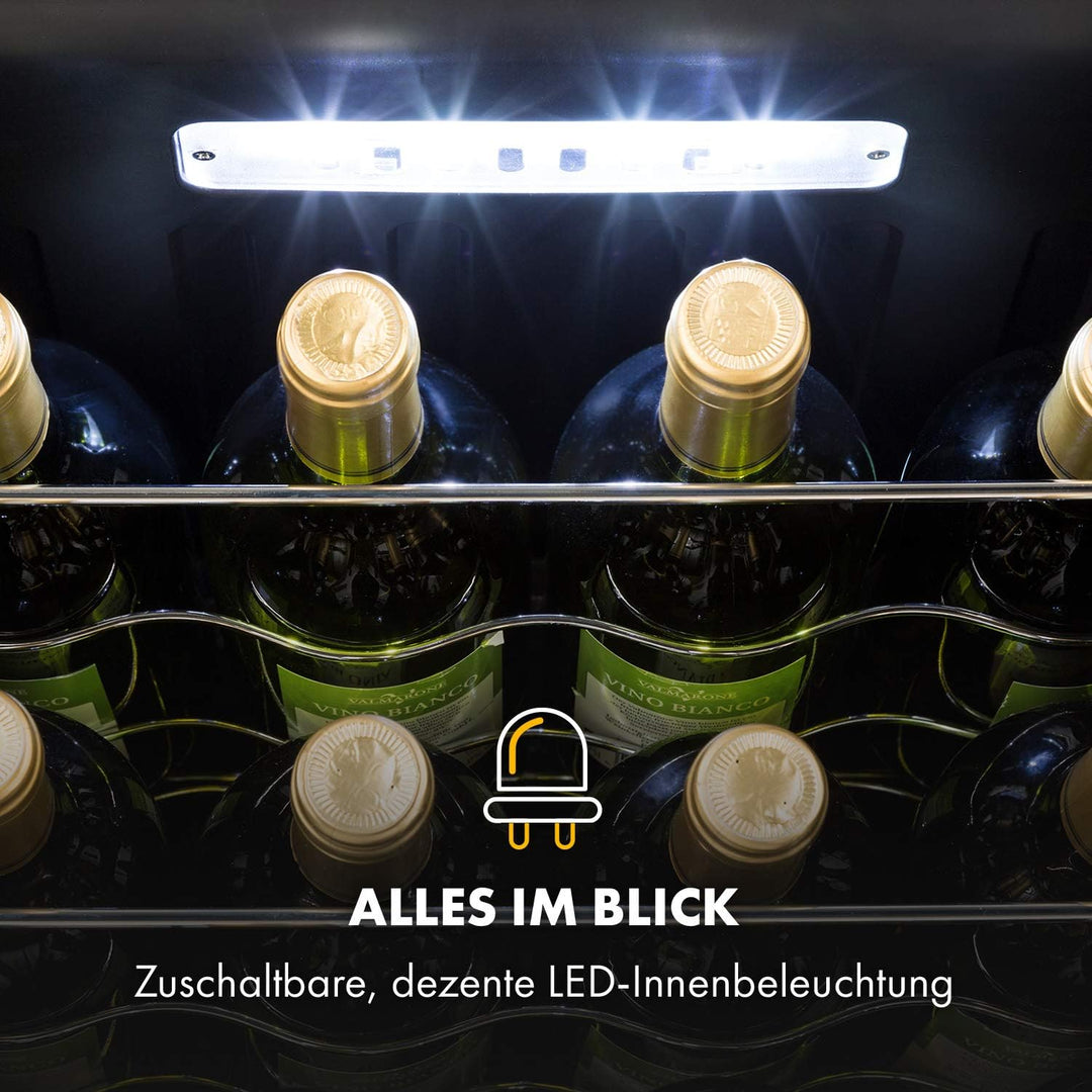 Klarstein Weinkühlschrank, 1 Zonen Getränkekühlschrank Klein, Kleiner Weinschrank 42L, Wein-Kühlschr