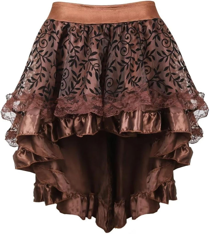 Jutrisujo Steampunk corsagenkleid leder Corsage kleid korsett piraten rock Kostüm piraten Spitzenroc