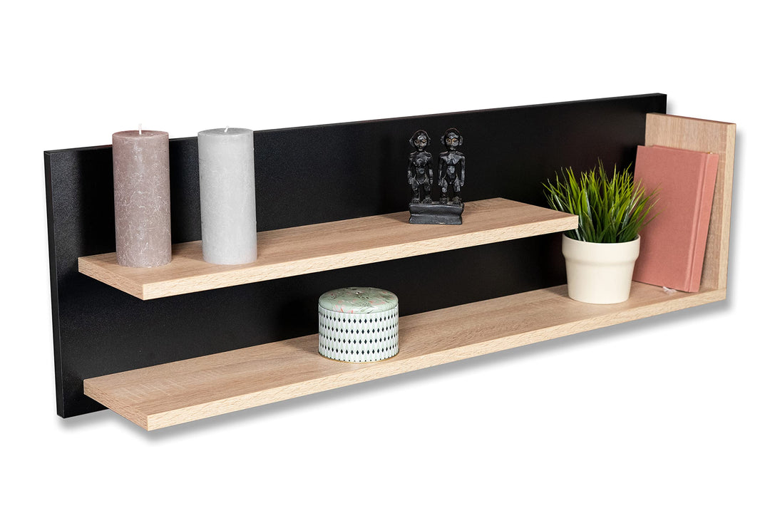 STEMA Seyfried Wandregal Louie in Sonoma Eiche - 1100x340x190 Wandboard, Schweberegal, Hängeregal, S