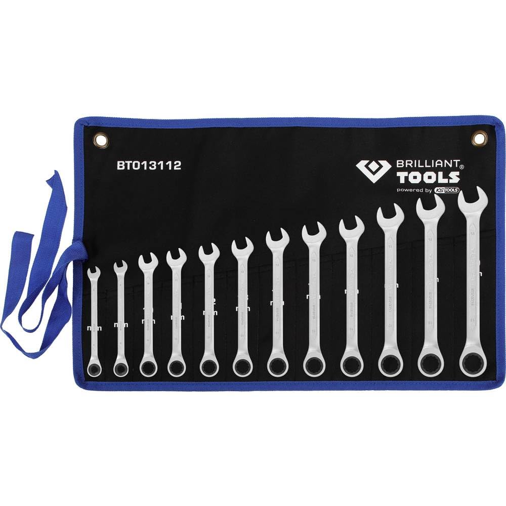 BRILLIANT TOOLS BT013112 Ratschenringschlüssel-Satz, 12-tlg, 8 - 19 mm [Powered by KS TOOLS] 8 - 19