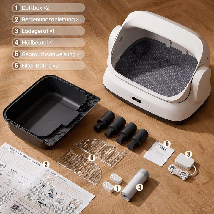 Selbstreinigende Katzentoilette 120L XXXL, Automatisches Katzenklo mit App-Steuerung &amp; Geruchsbeseit