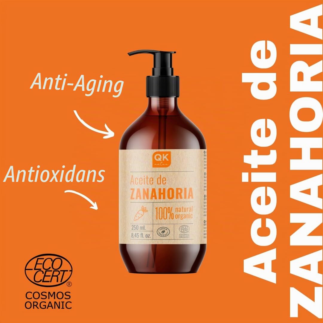 Qknatur – KAROTTENÖL 250 ml – 100% rein und natürlich – natürlicher Sonnenbräuner – spendet Feuchtig