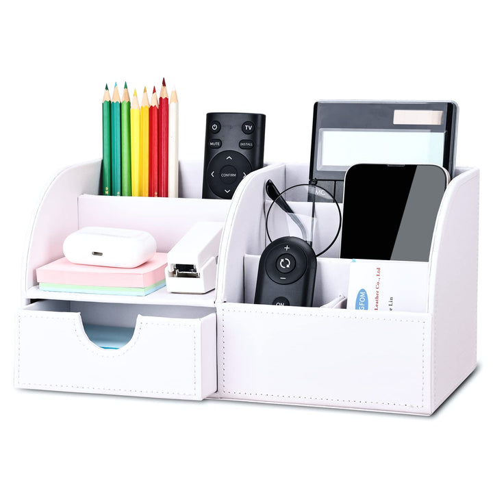 KINGFOM Büro Schreibtisch Organizer Ordnungssystem Tisch Organizer PU Leder Stiftehalter Stiftebox S