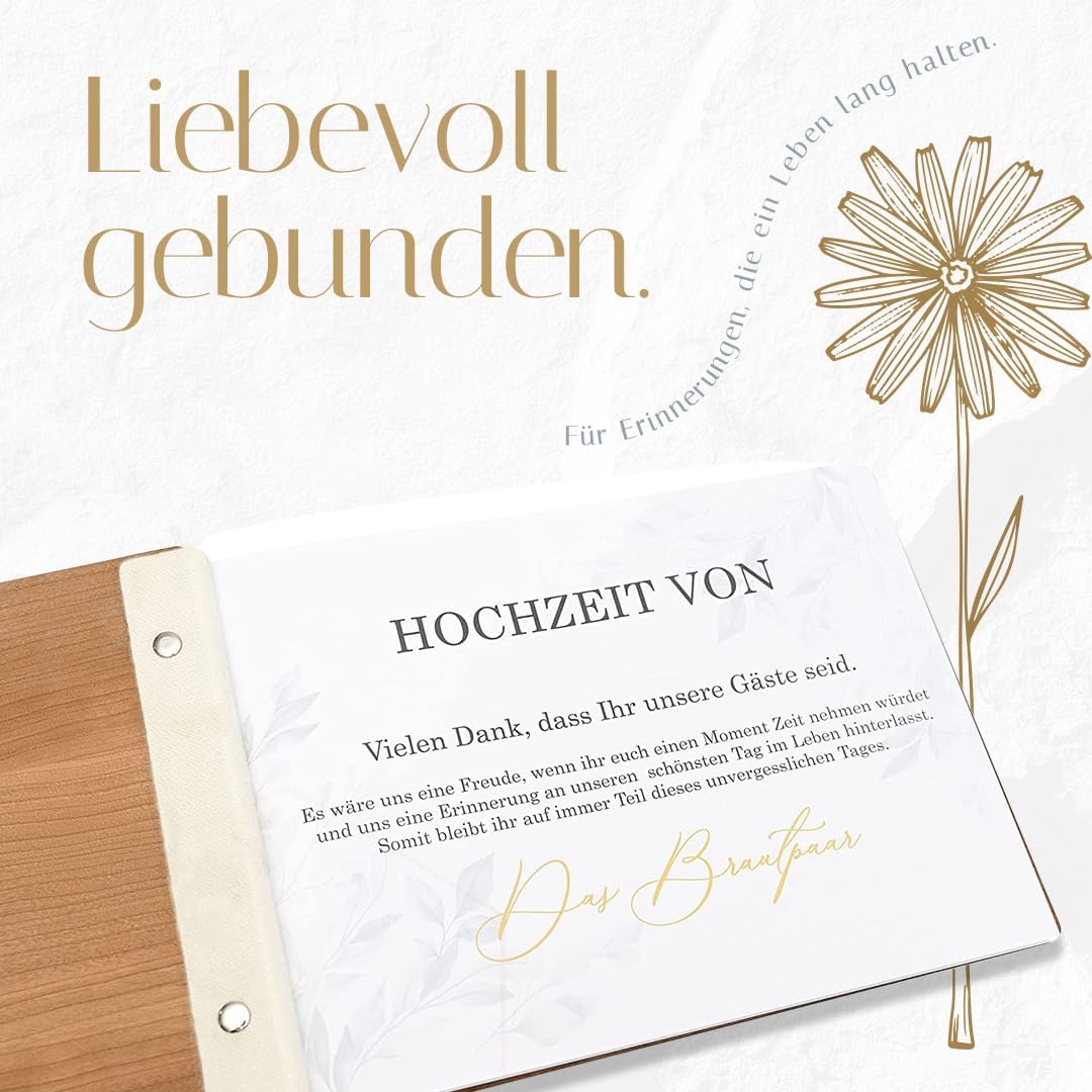 Hochzeitideal – Personalisierbares Gästebuch Hochzeit Patti E10 mit 40 Seiten I Hochzeit Gästebuch a