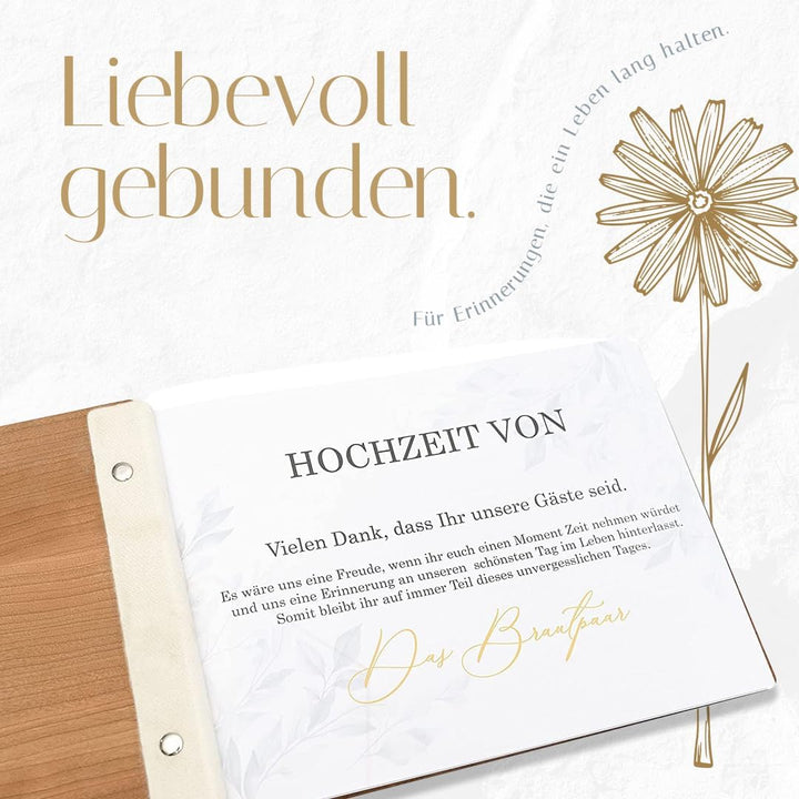 Hochzeitideal – Personalisierbares Gästebuch Hochzeit Tommi E13 mit 40 Seiten I Hochzeit Gästebuch a