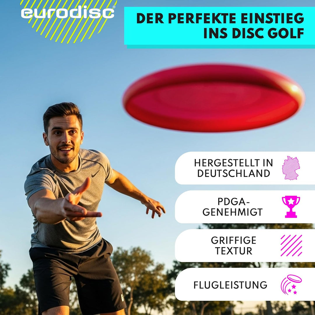 Eurodisc Disc Golf Einsteiger-Starterset SQU ROT Putter Midrange Driver PDGA approved