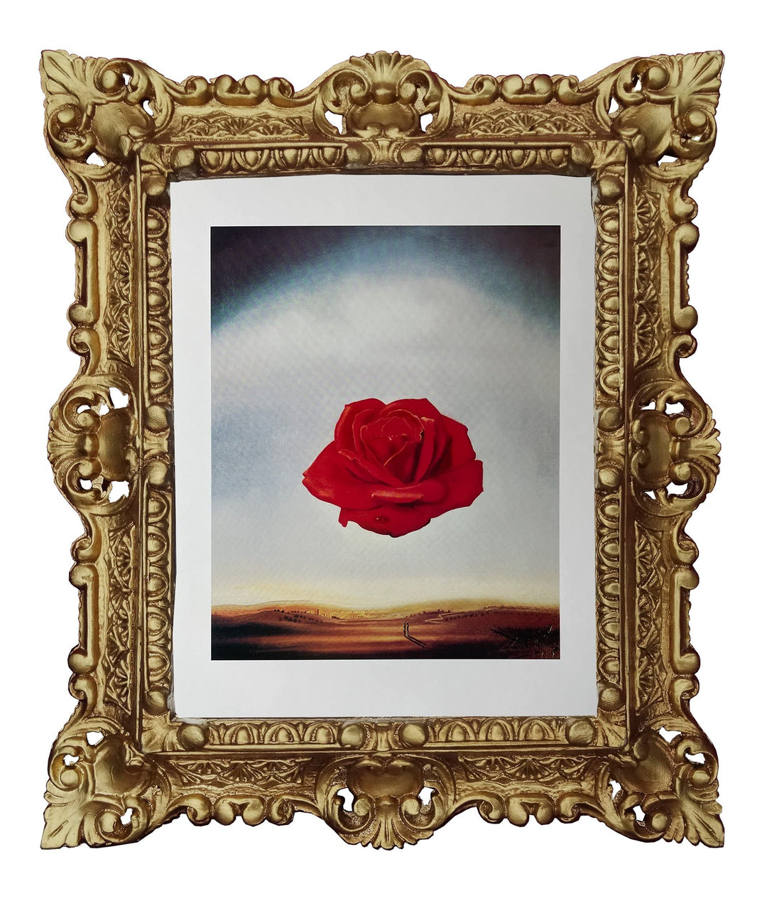 Ln Wandbild 45x38cm Salvador Dali Die meditative Rose Fundació Gala Bild Barockrahmen 48B