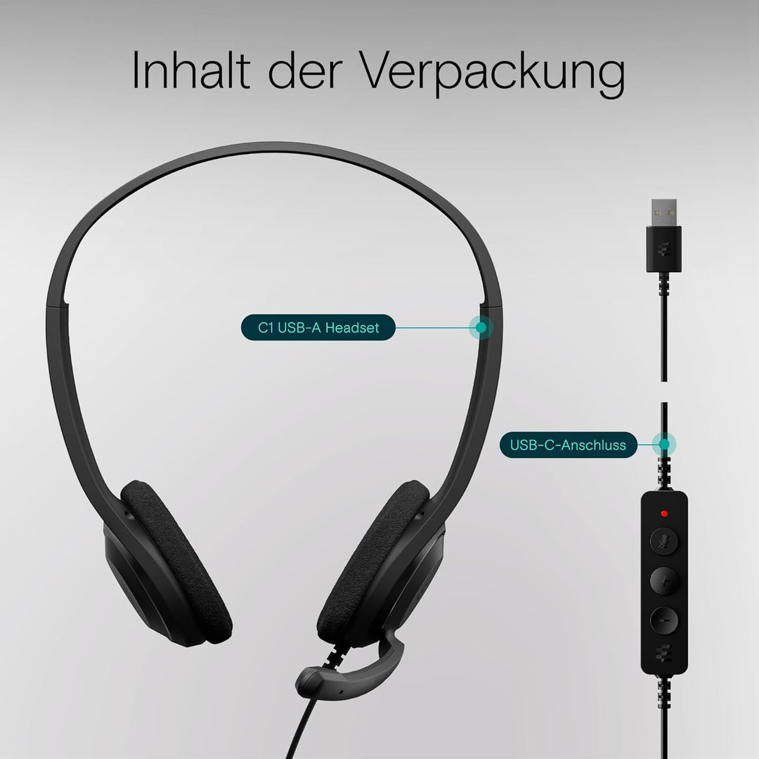 EPOS C1 Professionelles Business-Headset mit USB-A-Schnittstelle, Überlegenes Rauschunterdrückendes